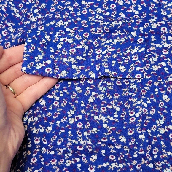 🛍Brilly Womens Button Down‎ Blue Floral Blouse Size Large - Picture 6 of 8